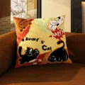 Kleur Kat Spelen / 35x35cm (Alleen Kussensloop)