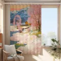 Single Curtain / 70cm Wide x 100cm High With Hanging Rings and Tiebacks / Dopamine Oil Painting (3CL)