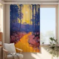 Single Curtain / 70cm Wide x 100cm High With Hanging Rings and Tiebacks / Dopamine Oil Painting (6CL)