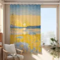 Single Curtain / 70cm Wide x 100cm High With Hanging Rings and Tiebacks / Dopamine Oil Painting (7CL)