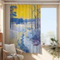 Single Curtain / 70cm Wide x 100cm High With Hanging Rings and Tiebacks / Dopamine Oil Painting (11CL)