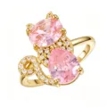 Cat Pink Gemstone (TJ442) / Adjustable / Gold