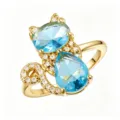 Cat Blue Gemstone (TJ443) / Adjustable / Gold