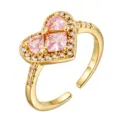 Heart Shaped Hollow Pink Diamond (TJ419) / Adjustable / Gold