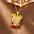 Yellow Pink Red Enamel Cat Style (T4105)
