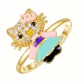 Bowknot Cartoon Cat (TJ346) / Gold