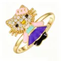 Enamel Skirt Cat (TJ347) / Gold