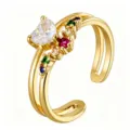 Double Row Heart Gemstone (TJ348) / Gold