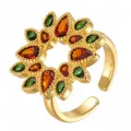 Orange Green Teardrop Flower (TJ391) / Gold