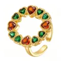 Red Green Heart Ring Shape (TJ393) / Gold