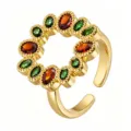 Red Green Oval Fancy (TJ394) / Gold