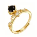 Black Round Zirconia Hollow Flower (TJ408) / Gold