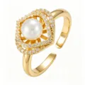 Heart Micro-Pave Pearl (TJ413) / Gold