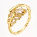 Teardrop Stone Hollow Leaf (TJ414) / Gold