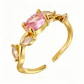 Wavy Pink Stone Style (TJ355) / Gold