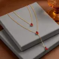 Three Waterdrops Style (X1509) / Gold (Red Rhinestone)