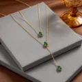 Three Waterdrops Style (X1510) / Gold (Green Rhinestone)