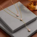 Three Waterdrops Style (X1511) / Gold (Pink Rhinestone)