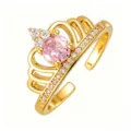Hollow Crown Pink Diamond (TJ381) / Adjustable / Gold
