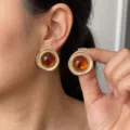 Round Gradient Style (EH1307) / 18K Gold / Amber