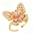 Butterfly Artificial Pearl (TJ390) / Adjustable / Gold