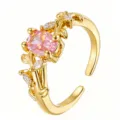 Leaf Pink Stone Style (TJ377) / Gold