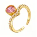 Pink Water Drop Micro-Inlaid (TJ404) / Adjustable / Gold