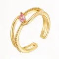 Double Row Cross Horse-Eye Stone (TJ410) / Adjustable / Gold