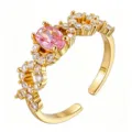 Oval Pink Stone Style (TJ387) / Gold