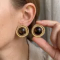 Rond Gradiënt Stijl (EH1307) / 18K goud / Zwart