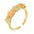 Flower Shape Orange White Enamel (TJ412) / Adjustable / Gold