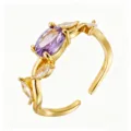 Purple Oval Main Stone (TJ418) / Adjustable / Gold