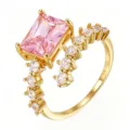 Pink Square Main Stone (TJ429) / Adjustable / Gold
