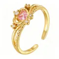 Wrapped Bead Pink Heart (TJ433) / Adjustable / Gold