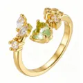 Green Heart Shaped Gem (TJ435) / Adjustable / Gold