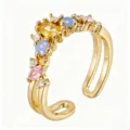 Double Row Colorful Gem Hollow (TJ439) / Adjustable / Gold