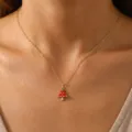 Red Enamel Christmas Tree Style (XL301) / 18K Gold