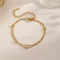 Double Layer Single Rhinestone Bracelet / Gold