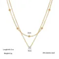 Double Layer Single Rhinestone Necklace / Gold