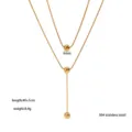 Three Gold Beads Necklace / Gold