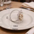 Silver Rhinestone Pearl Napkin Buckle / Silver