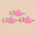 10 Pièces/Paquet / Breloque Lèvres Avec Rose Rose
