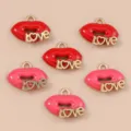 10 Pièces/Paquet / Breloques Lèvres LOVE Mixtes