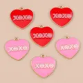 10 Pièces/Paquet / Breloques XOXO Couleurs Mixtes