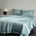 1.8m Fitted Sheet Oversized Duvet Cover 4-Piece Set / Tencel Simple Sea Blue