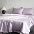 1.8m Fitted Sheet Oversized Duvet Cover 4-Piece Set / Tencel Simple Blue Lotus Purple