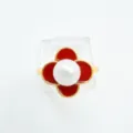 Stile Fiore a Quattro Petali Rosso (1) / Con Perla d'Acqua Dolce