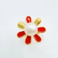 Stile Fiore a Goccia d'Acqua Rosso (2) / Con Perla d'Acqua Dolce