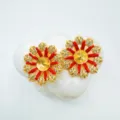 Estilo Flor 1 (Solo Base Sin Perla) / 1 Par / Oro rojo