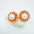 Estilo Flor 1 (Estilo Perla Natural) / 1 Par / Oro rojo